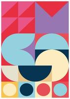 Abstract background with basic patterns of circles, triangles, squares with a unique color combination. Background design with colorful geometric patterns in portrait orientation. vector