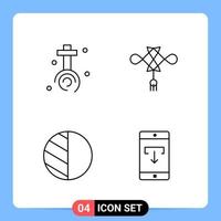 4 Line Black Icon Pack Outline Symbols for Mobile Apps isolated on white background 4 Icons Set vector