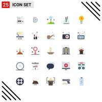 Pictogram Set of 25 Simple Flat Colors of power bulb creative scent fragrance Editable Vector Design Elements