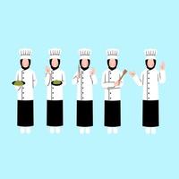 Set Of Hijab Chef Character vector