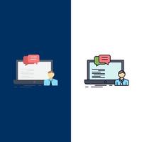 training course online computer chat Flat Color Icon Vector