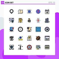 Pack of 25 creative Filled line Flat Colors of browser browser food internet line Editable Vector Design Elements