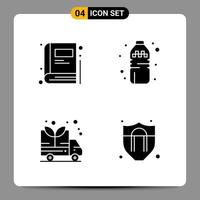 4 Black Icon Pack Glyph Symbols Signs for Responsive designs on white background 4 Icons Set vector