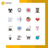 Set of 16 Modern UI Icons Symbols Signs for document shop front goal retail buildings Editable Pack of Creative Vector Design Elements