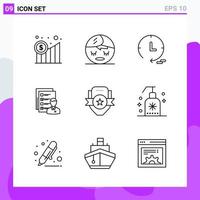 Set of 9 icons in Line style Creative Outline Symbols for Website Design and Mobile Apps Simple Line Icon Sign Isolated on White Background 9 Icons vector