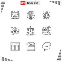 Set of 9 Vector Outlines on Grid for design smaller journey remove globe Editable Vector Design Elements