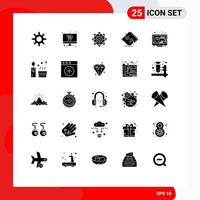 Universal Icon Symbols Group of 25 Modern Solid Glyphs of return electronic machine network chip Editable Vector Design Elements