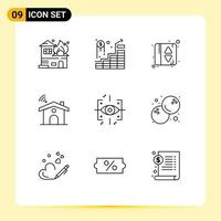 Set of 9 Modern UI Icons Symbols Signs for future advanced elevator house service Editable Vector Design Elements