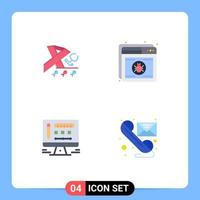 Pack of 4 creative Flat Icons of stethoscope monitor awareness shield design Editable Vector Design Elements