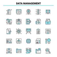 25 Data Management Black and Blue icon Set Creative Icon Design and logo template