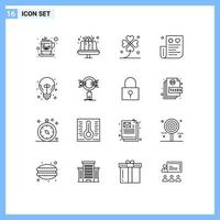 16 Outline concept for Websites Mobile and Apps finance credit clover card lucky Editable Vector Design Elements