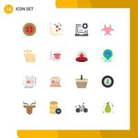 Modern Set of 16 Flat Colors and symbols such as mind finger develop science hazard Editable Pack of Creative Vector Design Elements