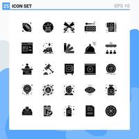 Universal Icon Symbols Group of 25 Modern Solid Glyphs of paint palette drawing pray color disco light Editable Vector Design Elements