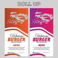 Food Restaurant Roll Up Banner Signage Template vector