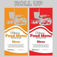 Food Restaurant Roll Up Banner Signage Template vector