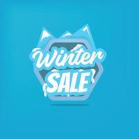 Winter sale badge suitable for banner decoration. vector illustration snow and mountain in blue color.
