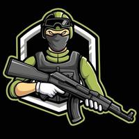 logotipo de la mascota del soldado, muy bueno para tu equipo vector