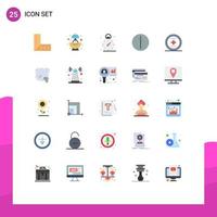 Editable Vector Line Pack of 25 Simple Flat Colors of dust ux time ui element Editable Vector Design Elements