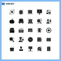 Modern Set of 25 Solid Glyphs and symbols such as webcam display time visual sketch Editable Vector Design Elements