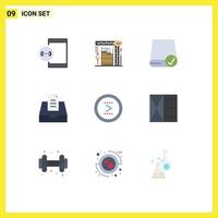 Pack of 9 Modern Flat Colors Signs and Symbols for Web Print Media such as mailbox inbox interior gadget devices Editable Vector Design Elements