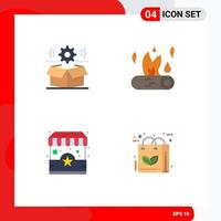 Stock Vector Icon Pack of 4 Line Signs and Symbols for box thanksgiving gear camp fire shop Editable Vector Design Elements