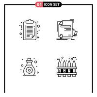 4 Universal Line Signs Symbols of document care clip board education soft skin Editable Vector Design Elements