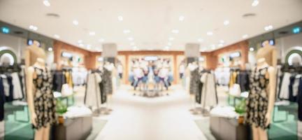 Abstract blur clothing boutique display interior of shopping mall background photo