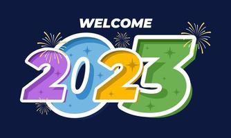 bienvenido 2023. feliz año nuevo 2023. banner, volante, tarjeta de felicitación y plantilla de publicación de medios vector