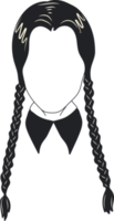 Symbol face.Wednesday. Girl with braids silhouette. PNG