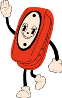 vecchio Flip Telefono. carino cartone animato personaggio con mani, gambe, occhi. retrò comico stile. mano disegnato isolato png illustrazione. Stampa, logo modello