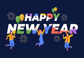 Happy new year simple celebration flat colourful design. Trendy and modern design for 2023 new year banner, flyer, greeting card and media post template vector