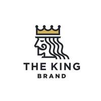 King Crown with Mustache Face logo design vector in minimal elegant line art style