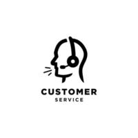 Customer Service Icon. User With Headphone Vector illustration logo ,Support Manager vector icon. Call center worker pictograph isolated on white background