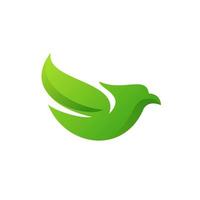pájaro con diseño de ilustración de logotipo de icono de hoja en un estilo de espacio negativo moderno y moderno. concepto de icono de logotipo de aves de zoológico y naturaleza vector