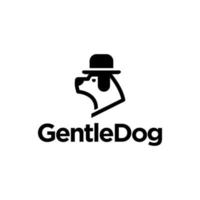 classy dog and bowler hat logo. fashionable dog head logo design. animal wear elegant bowler hat. gentlemen dog design vector