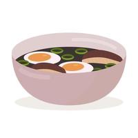 bowl with miso soup vector