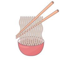 bowl with ramen noodle vector