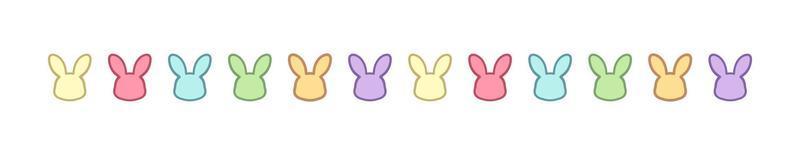 Pastel rabbit head separator border. Easter themed colorful clipart print. vector