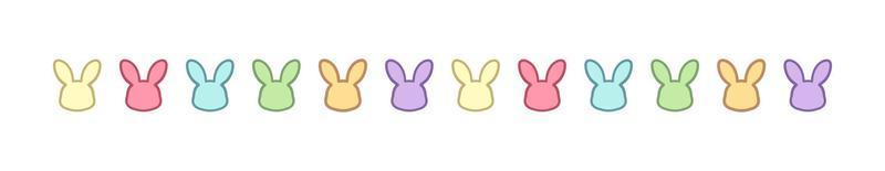 Pastel rabbit head separator border. Easter themed colorful clipart print. vector