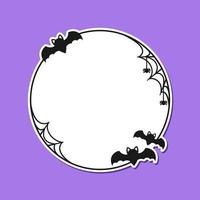 Bat with spiders on web round border frame. Halloween theme frames vector