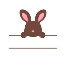 Rabbit silhouette split monogram, Easter bunny clipart name tag icon vector
