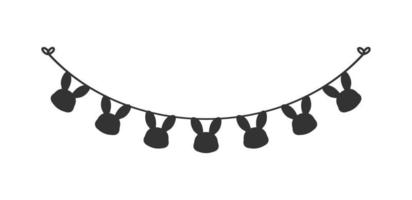 Easter rabbit head silhouette paper bunting clipart vector
