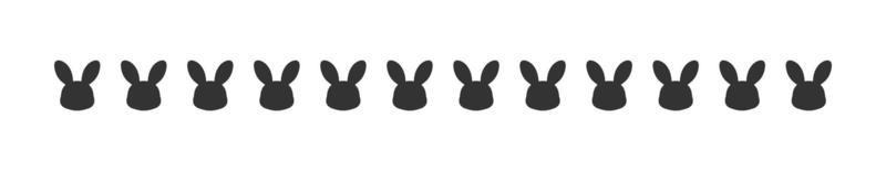 Rabbit head silhouette separator border. Easter themed clipart print. vector