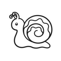 Cute garden snail with outline vector cartoon illustration. Gardening pest farming agriculture coloring book page activity worksheet for kids