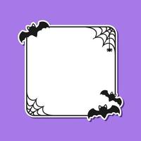 Bat with spiders on web square shaped border frame. Halloween theme frames vector