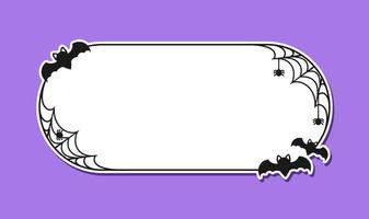 Bat with spiders on web border frame. Halloween theme frames vector