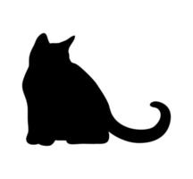 silueta abstracta de gato negro sentado. icono, ilustración de vector de logotipo.