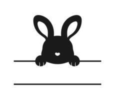 Rabbit silhouette split monogram, Easter bunny clipart name tag icon vector