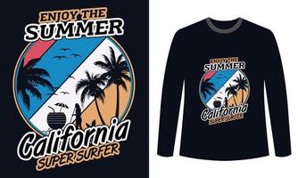 diseño de camisetas de verano disfruta del verano california super surfer vector