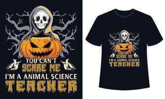 increíble diseño de camiseta de halloween no puedes asustarme soy profesor de ciencias animales vector